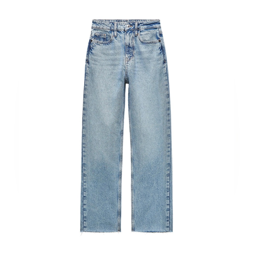 Zara Z1975 Light Blue High-Rise Straight Leg Women's Jeans Ankle length Size 4